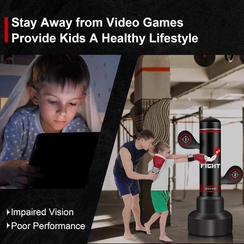 Freestanding Punching Bags for Adults Teens, 70" Freestanding Punching Bag with Stand,Suitable for Kickboxing Martial Arts MMA Dummy Karate Home Gym (Not Included Pump and Gloves) - Monochyme