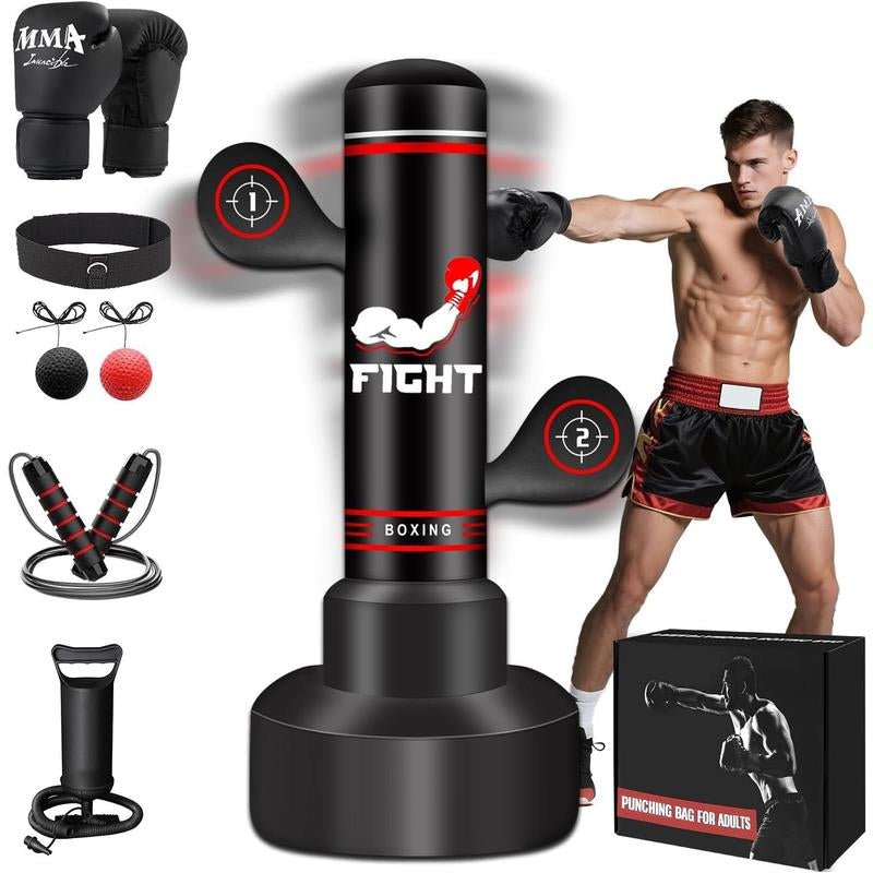 Freestanding Punching Bags for Adults Teens, 70" Freestanding Punching Bag with Stand,Suitable for Kickboxing Martial Arts MMA Dummy Karate Home Gym (Not Included Pump and Gloves) - Monochyme